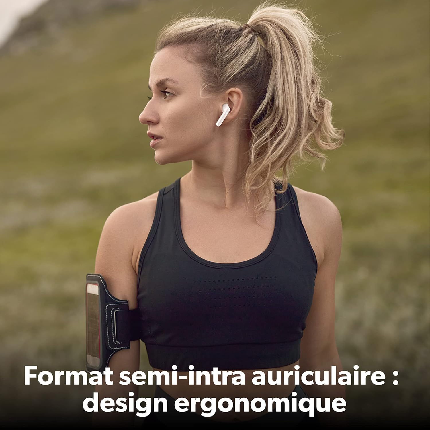 T'Nb Bluetooth Headphones 5.0, TWS Wireless Half In-Ear Headphones with Built-In Microphone, Battery Life up to 19 Hours of Listening Time, Touch Control of Music and Calls, Shiny - White image number 2