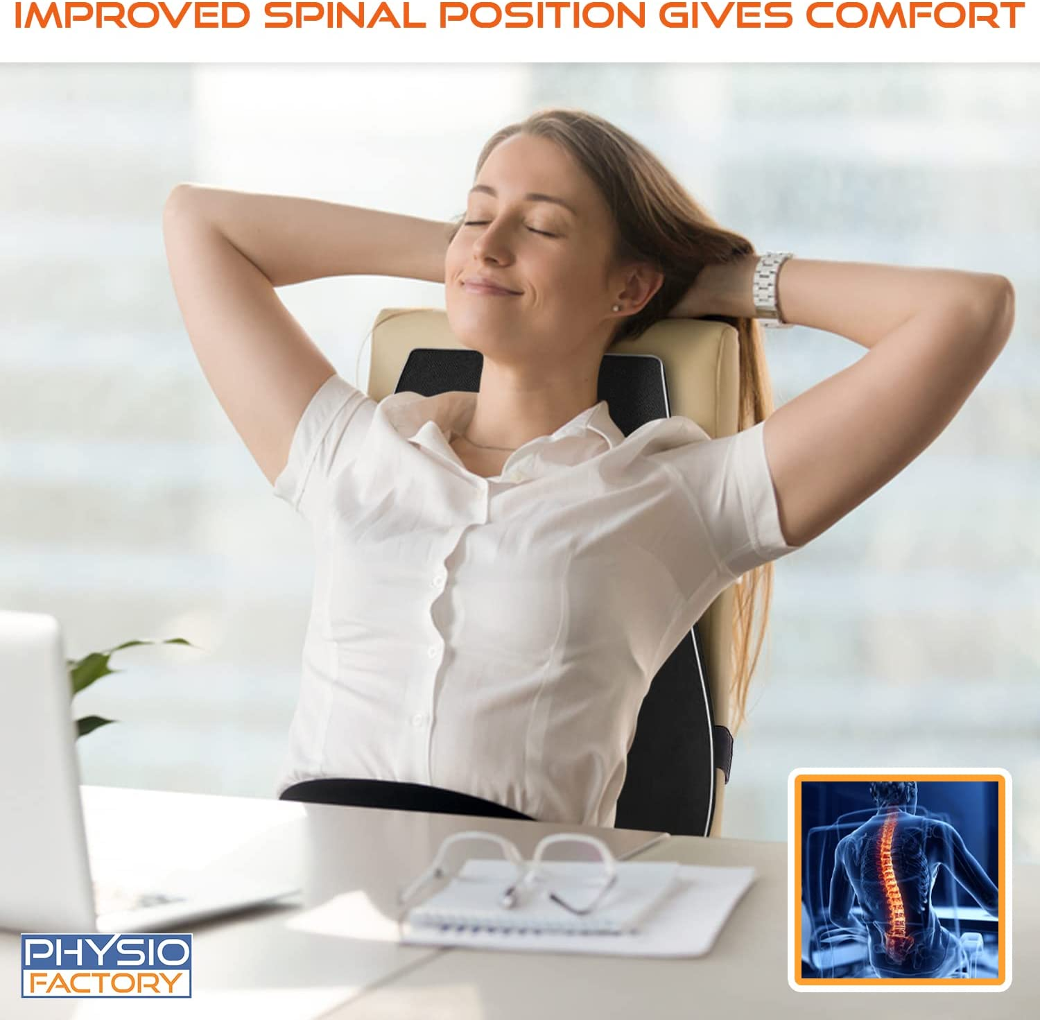 Lumbar Support Pillow, Memory Foam Back Cushion, Orthopedic Backrest with Breathable 3D Mesh for Car Seat Cushion, Office Chair, Computer Chair Back Support, Wheelchair Ergonomic Design image number 5