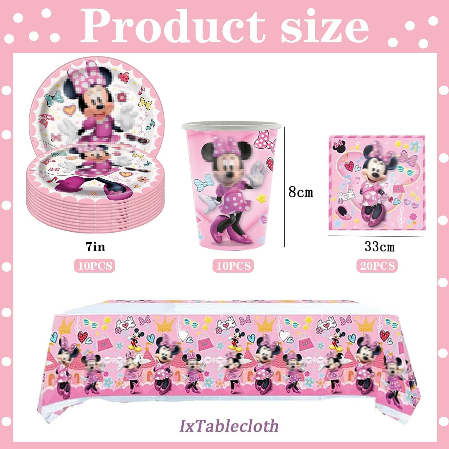Minnie Birthday Party Tableware, 41 Pieces Minnie Mouse Party Tableware Birthday, Minnie Mouse Birthday Decoration, Party Tableware Children'S Birthday Decoration for Minnie, Children'S Birthday Party image number 2
