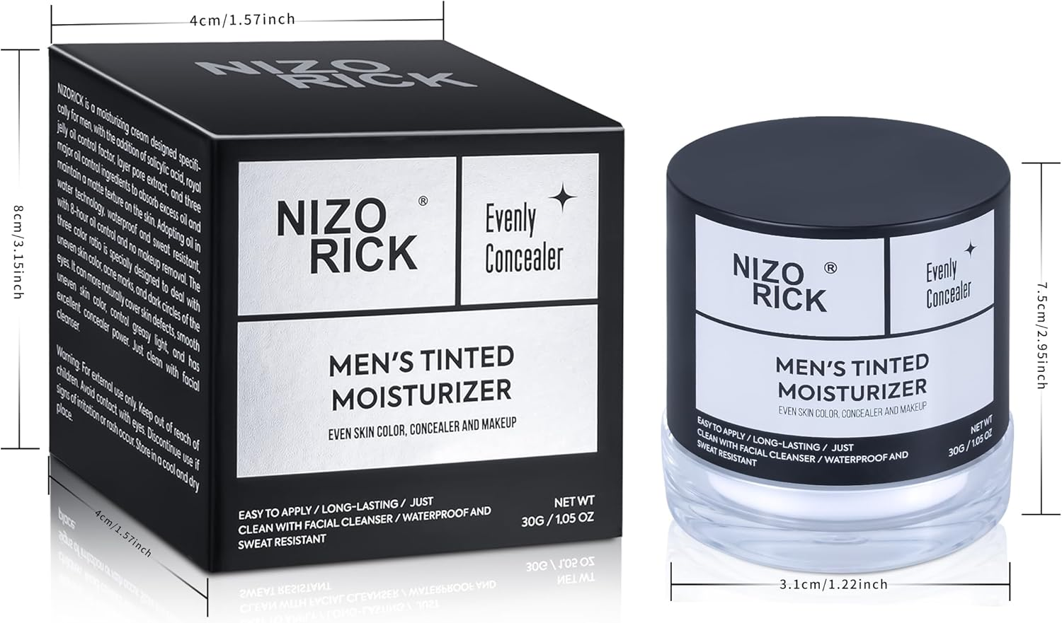 Men'S Foundation,Hydrating Non-Greasy Tinted Moisturizer for Men, Long Lasting Matte Concealer Full Coverage Men BB Cream CC Cream Foundation for All Skin Types, 30G/1.05 Oz (Tan Color, M) image number 3