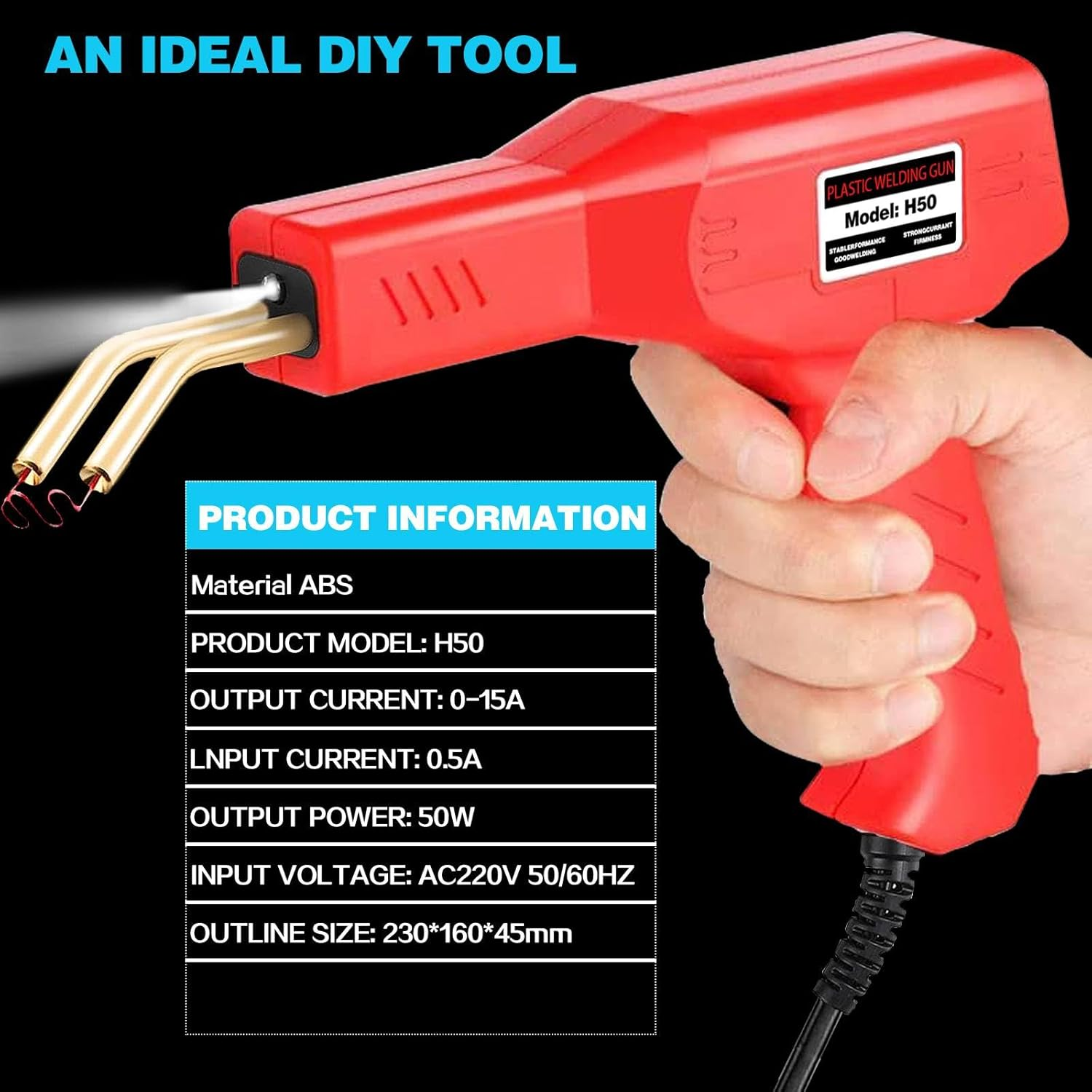 Upgraded Plastic Welder with 1000PCS Staples, Hot Stapler, Car Bumper Repair Kit, Welding Gun, Plier, Knife and Portable Toolbox (Red) - Black+1000Pcs Staples image number 2