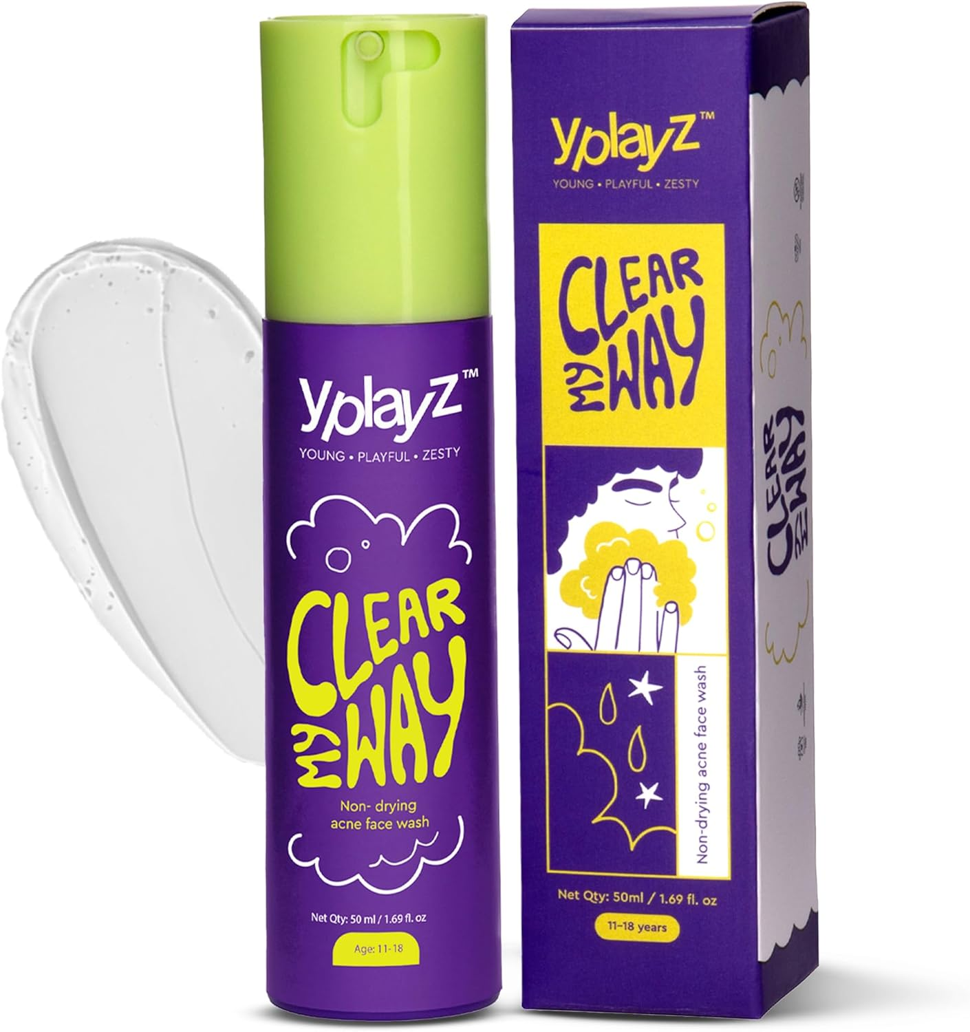 Clear My Way Acne Face Wash for Tweens & Teens, Dermatologically Tested, Clinically Proven to Reduce Acne & Breakouts, Gentle Hydrating Formula, Teen Safe Ingredients Ages 11-18, 50Ml image number 1