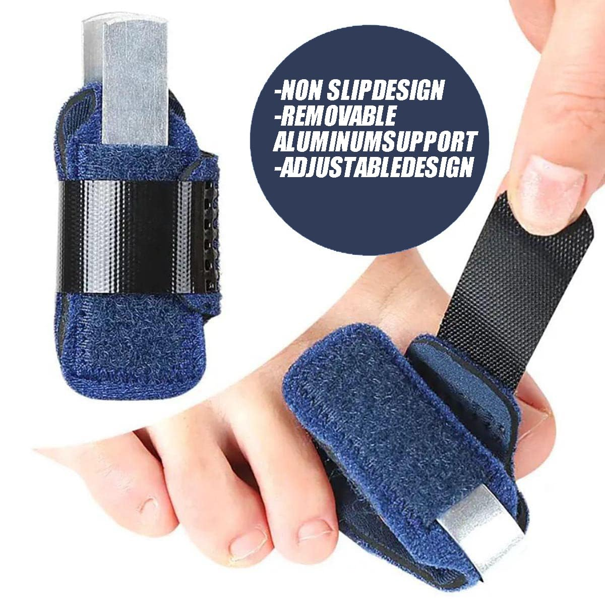 Toe Splint Toe Stabilizer Support Splint Adult and Child Toe Finger Fixation Velcro Aluminum Strip Supports Hammer Shaped Toes for Broken Toes Straightening Arthritis Joint Immobilization image number 6