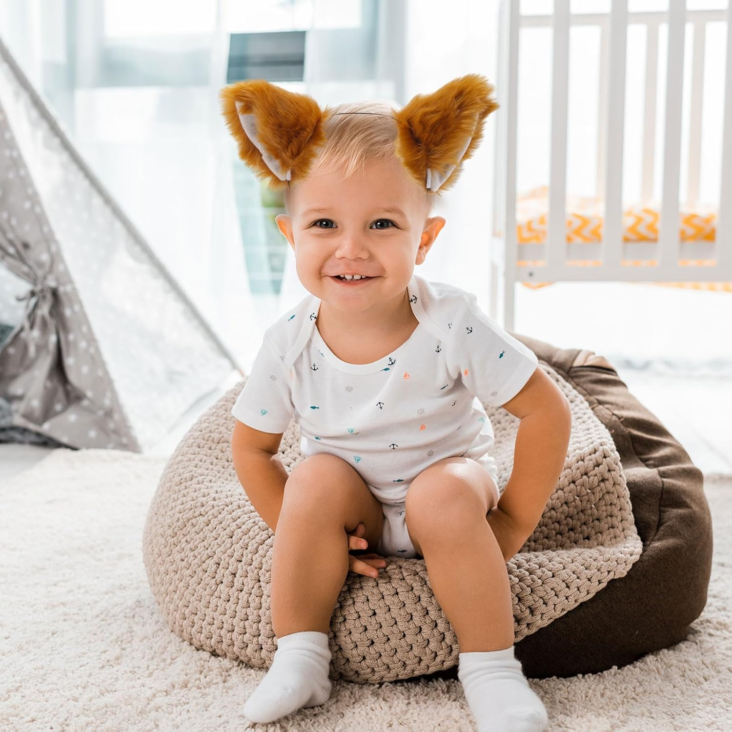 2 Pieces Fox Costume Headband with Fox Ears Animal Costume for Costumes Fox Cosplay Halloween Accessories Costume Stage Show (Brown) image number 3