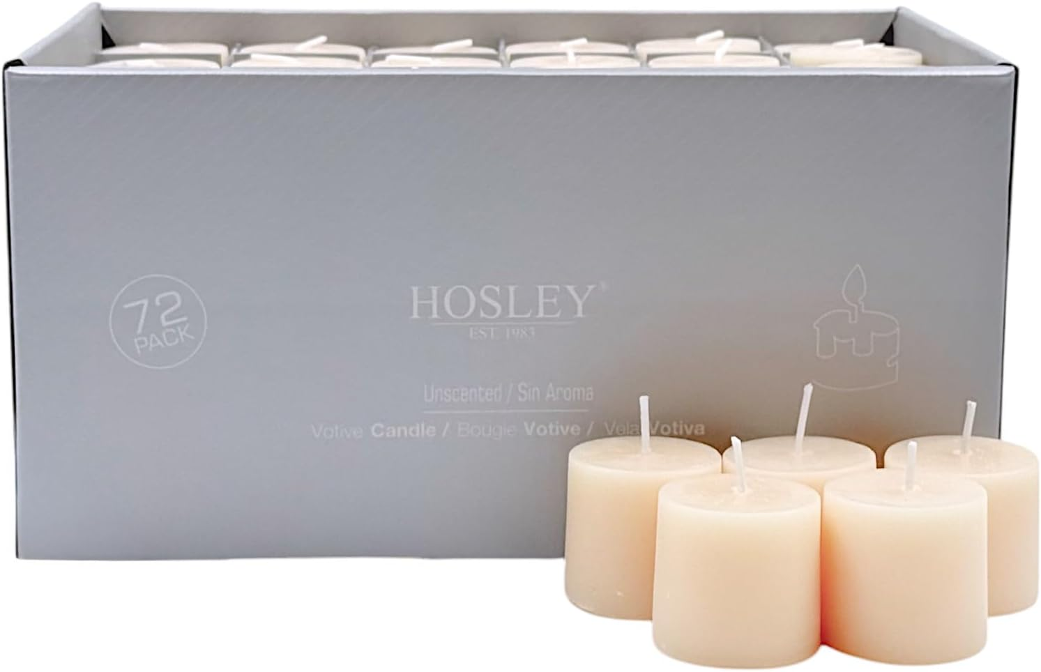 Hosley Set of 72 Unscented Ivory Votive Candles up to 10-Hours. Bulk Buy. Wax Blend. Ideal for Weddings Birthday Aromatherapy Party Candle Gardens. W5 image number 2