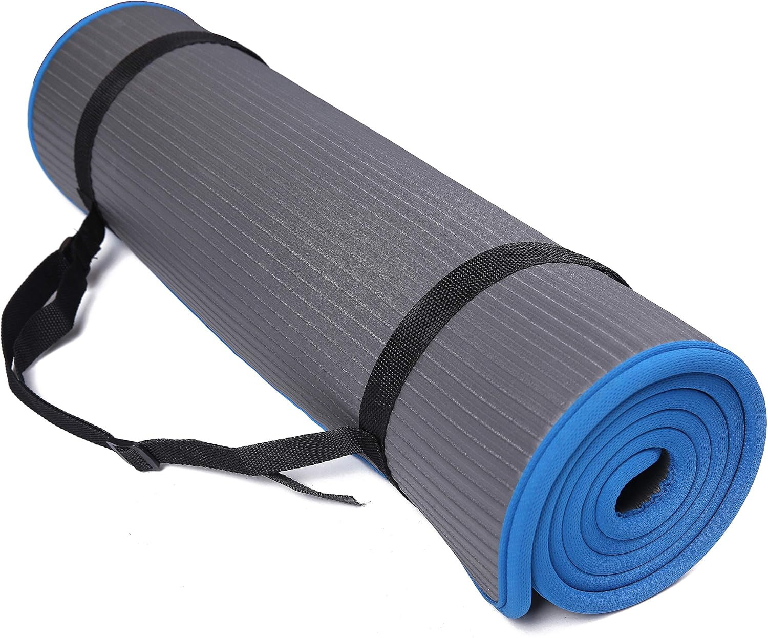 Signature Fitness All-Purpose 2/5-Inch (10Mm) Extra Thick High Density Anti-Slip Exercise Pilates Yoga Mat with Carrying Strap, Multiple Colors