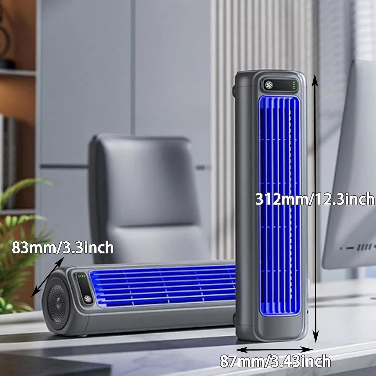 Portable Fan | 3-Speed Cooling for Bedroom, Office | 12H Runtime, 4.5H Charge, Wall-Mount/Standing | Personal Air Cooler