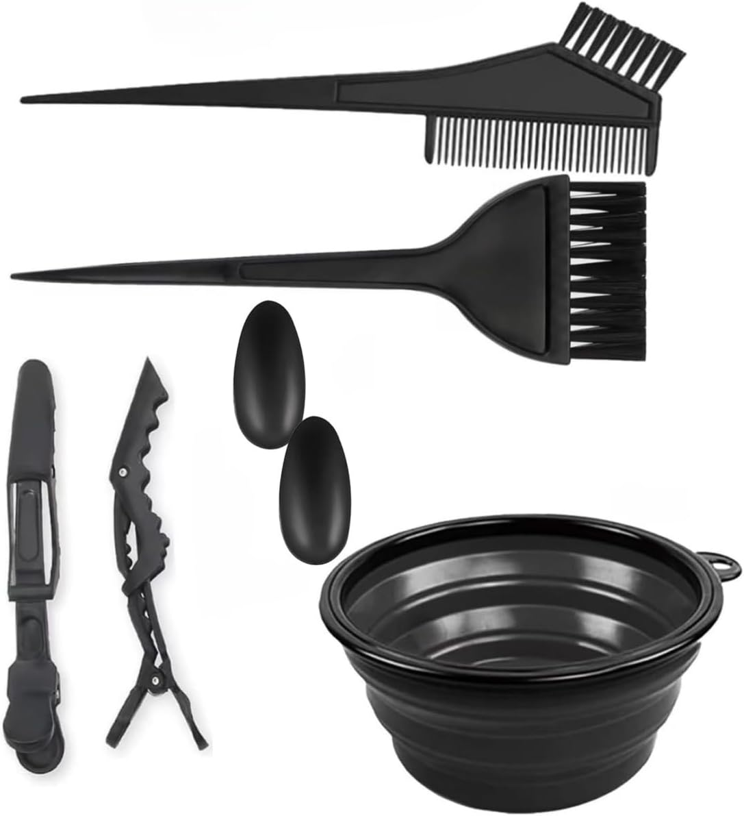 Set 7 Hair Dye Brush Kit,Professional Salon Hair Coloring Dying Set with Dye Brush,Diy Salon Bleaching Tools,Hair Dye Brush, Color Bowl, Clips, Earmuffs image number 4