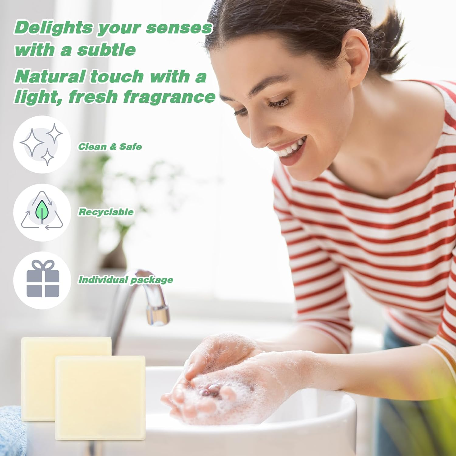 Leelosp 60 Set Square Mini Soaps for Guests Small Scented Bars White Hand Soaps with Thank You Tag Cards for Baby Shower Bridal Shower Gifts Wedding Birthday Party image number 4