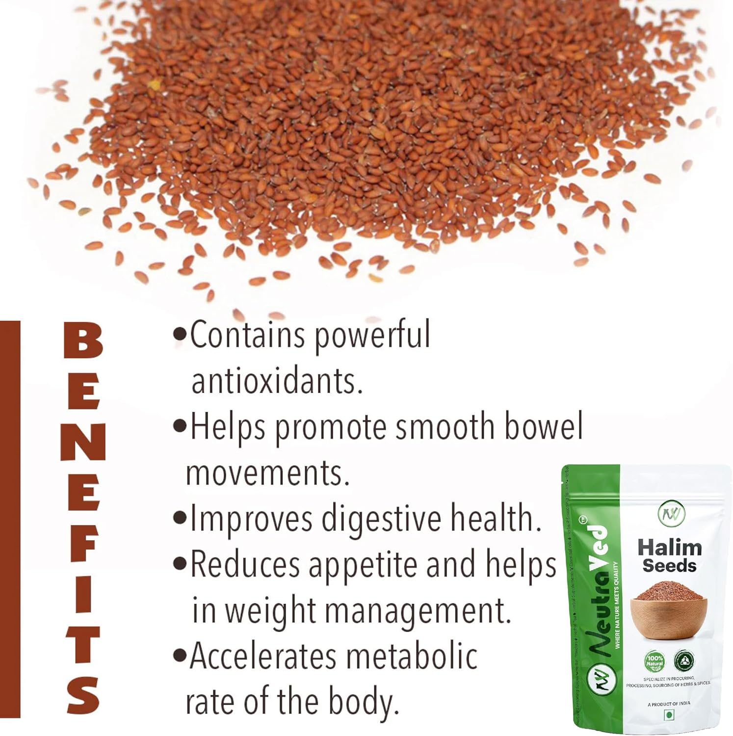 Neutraved Halim Seeds 350G | Aliv for Eating Superfood & Hair Growth | Asaliya | Garden Cress | Haleem Seeds | Immunity Booster - 350G image number 4