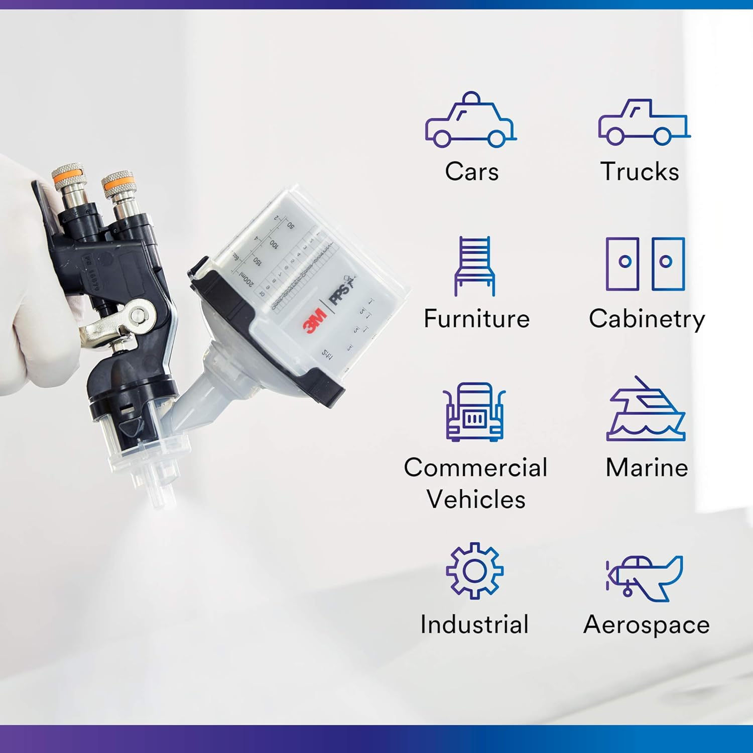 3M PPS 2.0 Spray Gun Cup, Lids and Liners Kit, 26114, Mini, 6 Ounces, 200-Micron Filter, Use for Cars, Furniture, House and More, 1 Paint Cup, 50 Disposable Lids and Liners, 32 Sealing Plugs, White - 3 Oz (Micro) image number 2