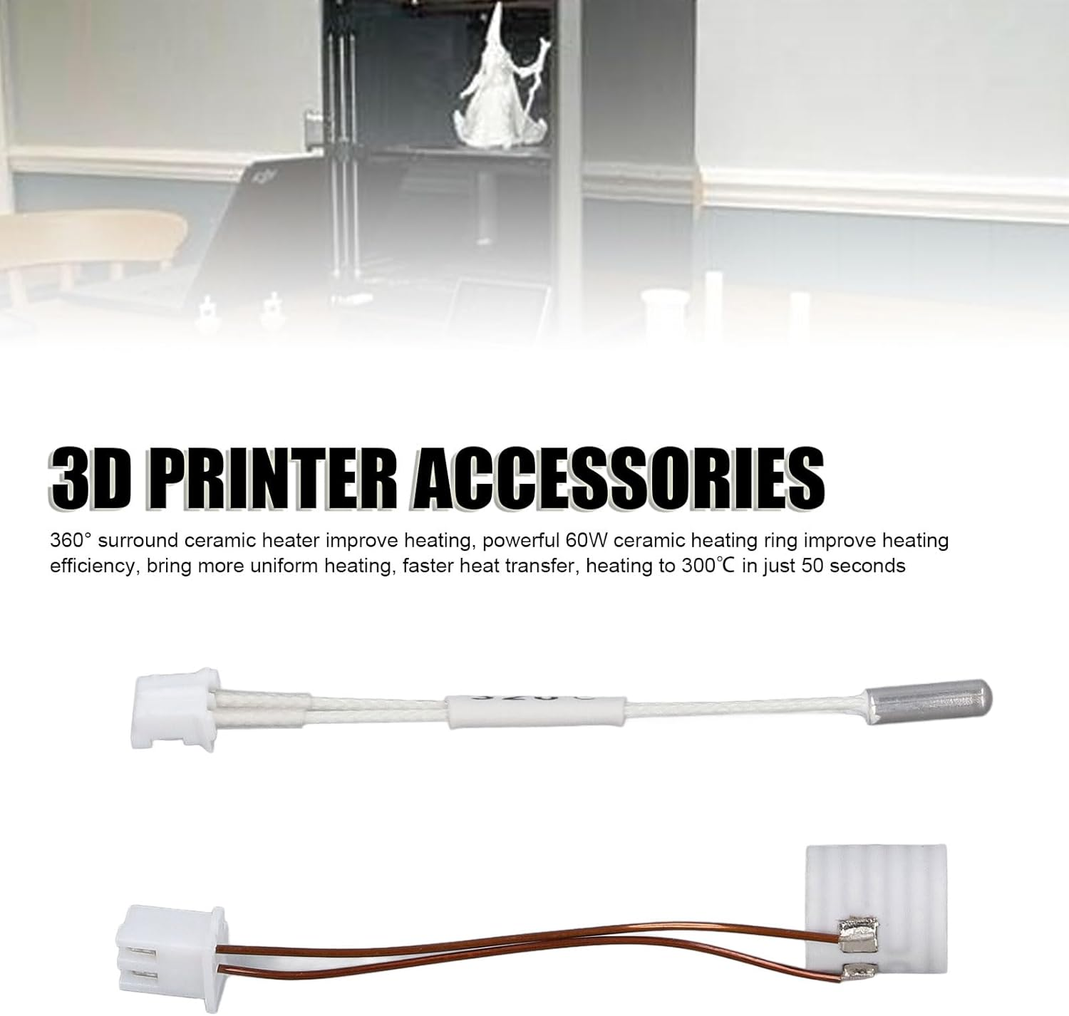 Ceramic Heater Thermistor Kit 60W for CREALITY K1/K1 Maximum, 3D Printer Hotend Replacement Accessories, Creality K1 Thermistor, K1 Max Thermistor, Creality Thermistor image number 1