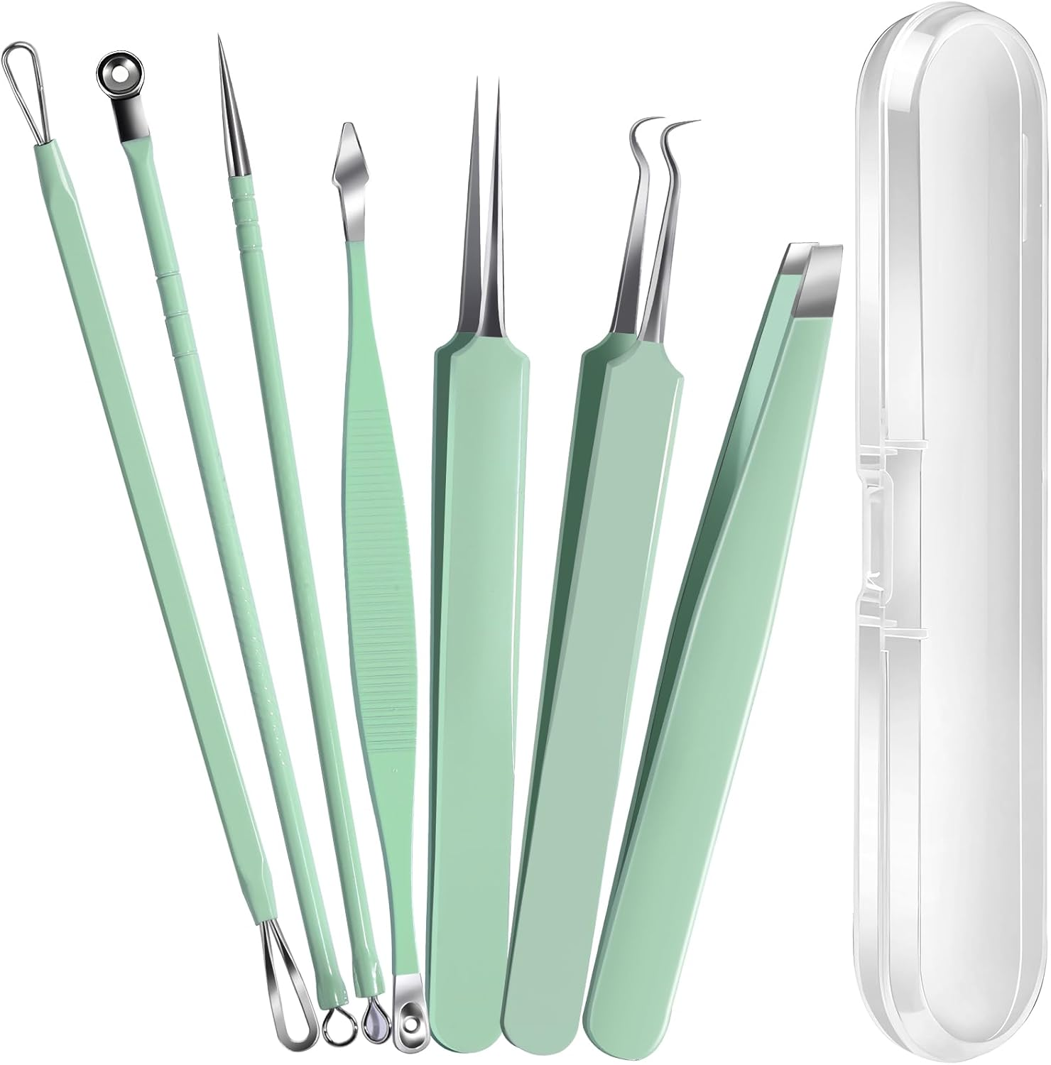 Teenitor Pimple Popper Tool Kit, 6 Pcs Blackhead Remover Tools, 1 Ingrown Hair Tweezers, Pimple Extractor Pore Extractor Acne Tools Blackhead Extractor, Black Head Remover for Face Nose