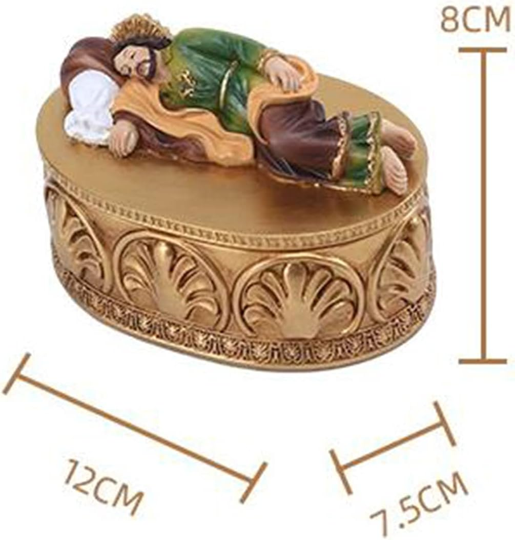 Aternee Saint Joseph Sleeping Statue Religious Figurine Small Jewelry Box Home Decor image number 2