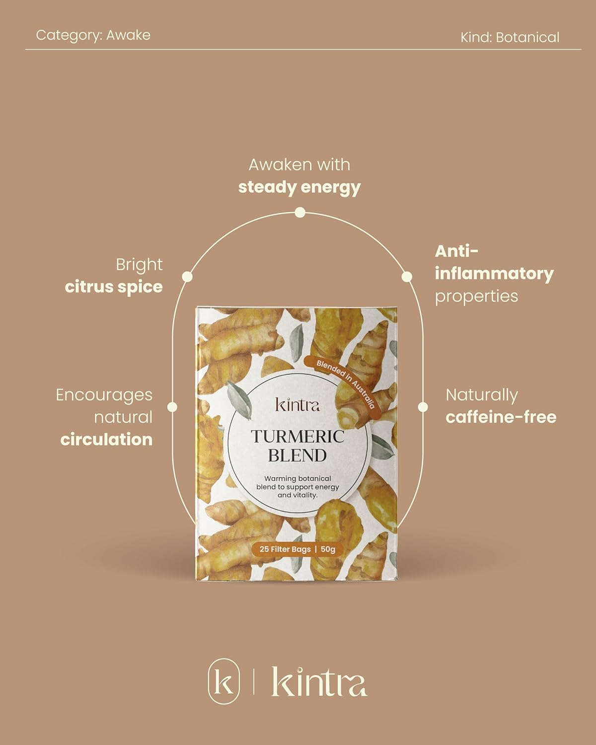 Kintra Foods Turmeric Blend Super Food Herbal Tea 25 Teabags, 50 G image number 6