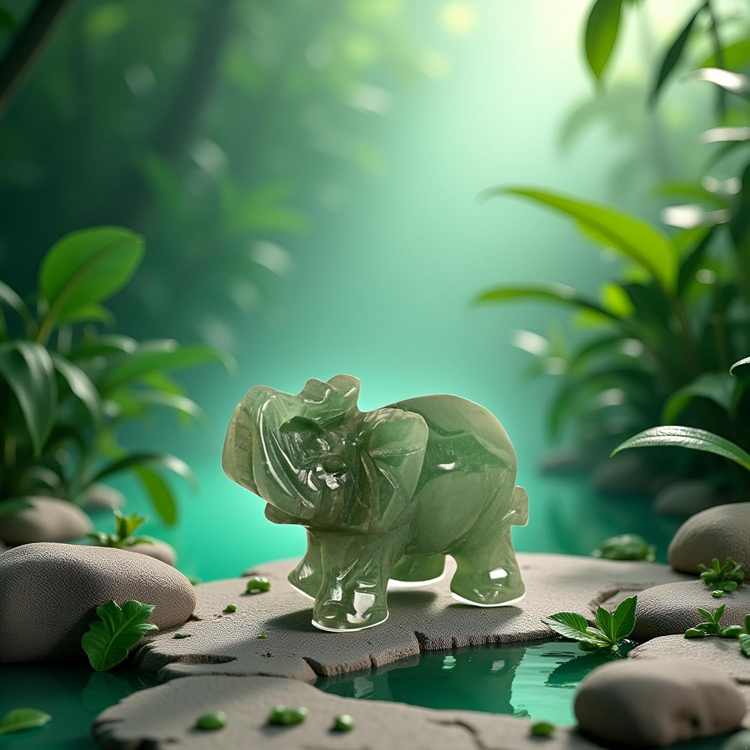 Green Elephant Ornament, Elephant Statue, Jade Stone Handcraft Natural Green Jade Stone Elephant Statue Decor Toys in Hand Home D&eacute;cor Accents,Jade Stone,Elephant 0Rnament,Sculptures image number 4