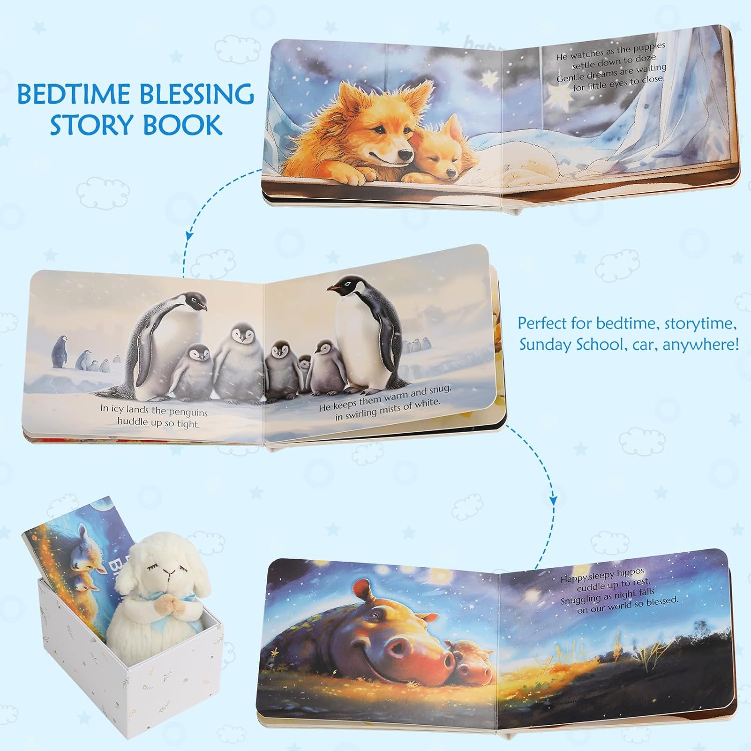 Baptism Gifts for Boys, Baptism Gifts and Newborn Baby, Christening Gifts Set, 7" Praying Lamb Plush Toy and Bedtime Blessing Board Book in Keepsake Gift Box, Ideal for Kids image number 6