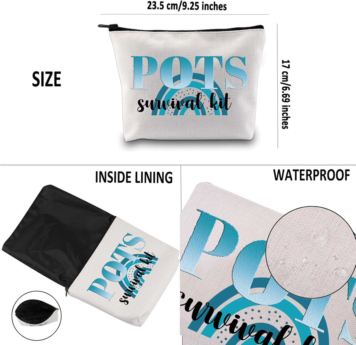 G2TUP POTS Awareness Gift POTS Survival Kit POTS Syndrome Fighter Warrior Cosmetic Bag Dysautonomia Awareness Gift, POTS Survival Kit MB image number 4