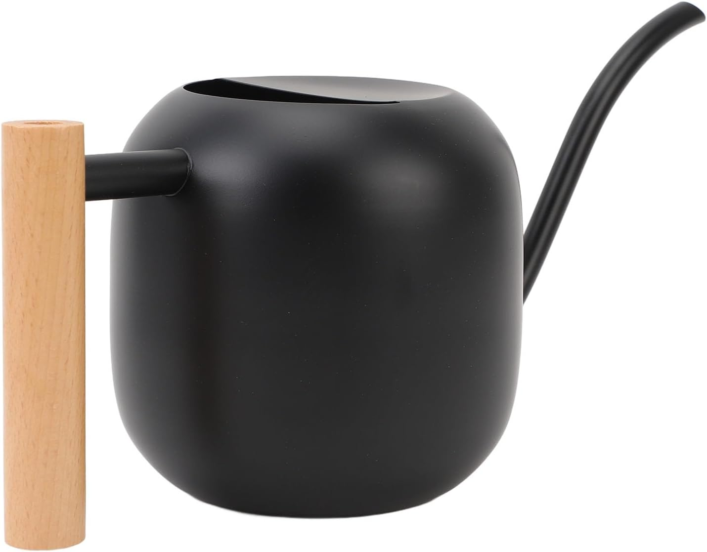 ​Watering Can for Indoor Plants, 1.2L Small Metal Stainless Steel Watering Can with Long Spout and Wooden Handle Modern Semi Open Top Watering Pot for Indoor Bonsai Plants Garden image number 1