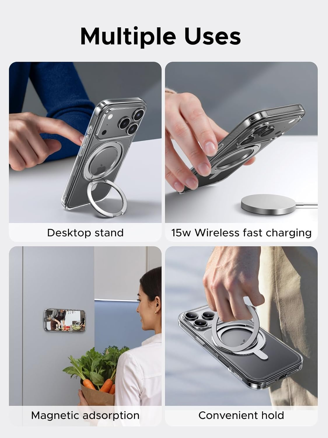 UGREEN 360&deg; Rotatable Magnetic Ring Case Compatible with Iphone 17 Pro Max, Magu Series Magsafe Phone Cover, Revolutionary Icrystal Tech, Mil-Grade Protection, Anti-Scratch, Camera Protective, Black image number 6