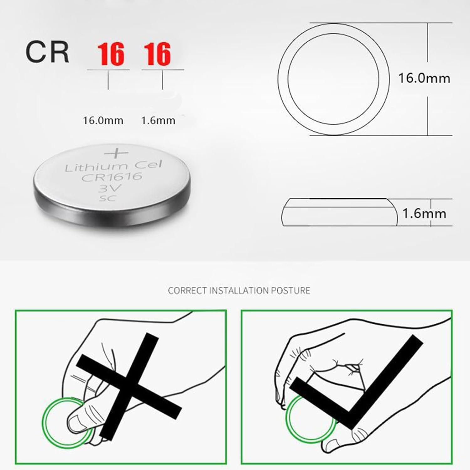 10 Pack CR1616 Battery 3V Lithium Battery Coin Button Cell Premium Alkaline Battery for Watch Toys Clock image number 1