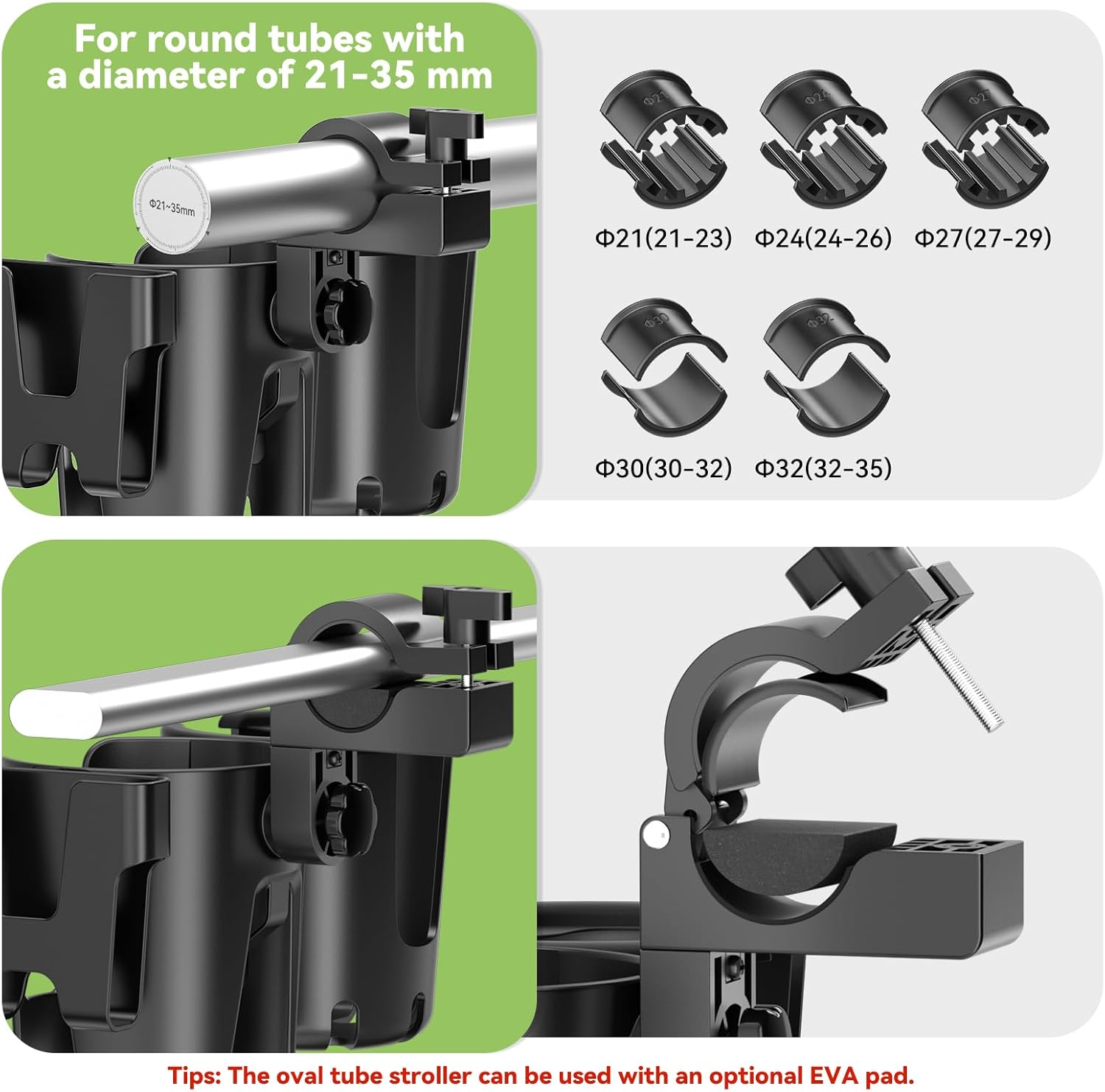 KDD Stroller Cup Holder with Phone Holder, 3-In-1 Removable Bottle Holder, 360 Degrees Rotation Drink Holder for Wheelchair, Stroller, Bike, Walker, Scooter, Bicycle, Uppababy, Nuna, Bugaboo, Doona image number 6