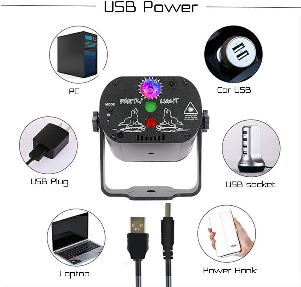 Disco Stage Lights DJ Lights for Parties Sound Activated for Xmas Bar Halloween Decorations Karaoke Pub KTV Dance Gift Birthday Wedding (USB Power) image number 3