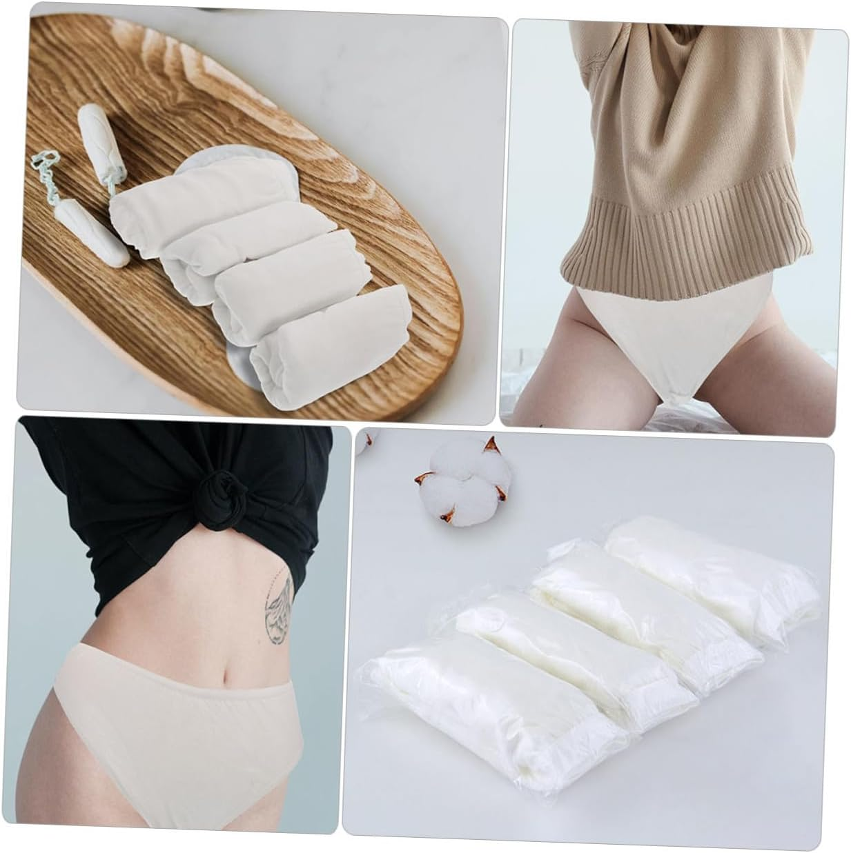 Abaodam 5Pcs Disposable Cotton Female Briefs Maternity Postpartum Travel Underwear Lightweight Breathable Comfortable for Women XXXL White image number 3