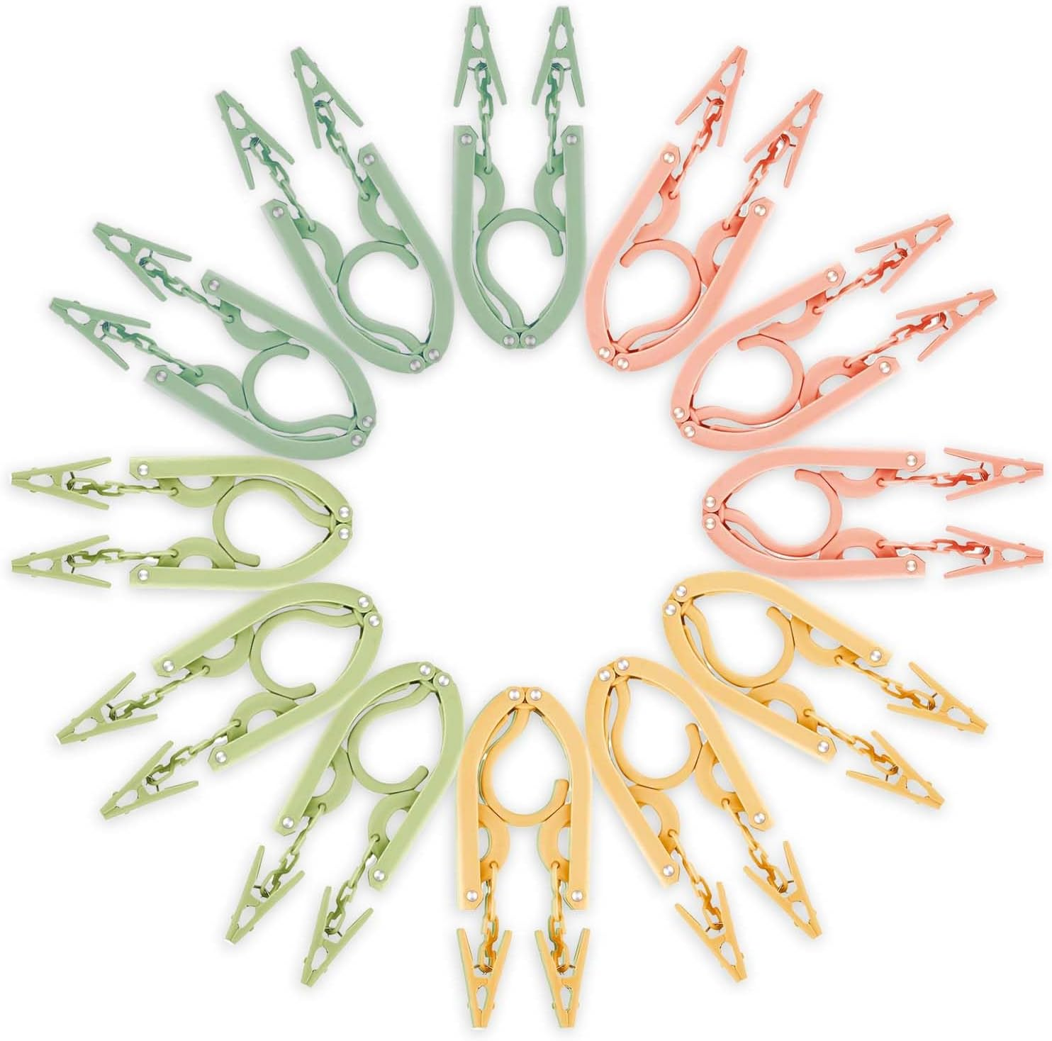12PCS Foldable Travel Hangers with 24Pcs Clips Portable Folding Clothes Hangers Travel Accessories Foldable Clothes Drying Rack Dorm Hangers Space-Saving Collapsible Plastic Clothes Hangers image number 6