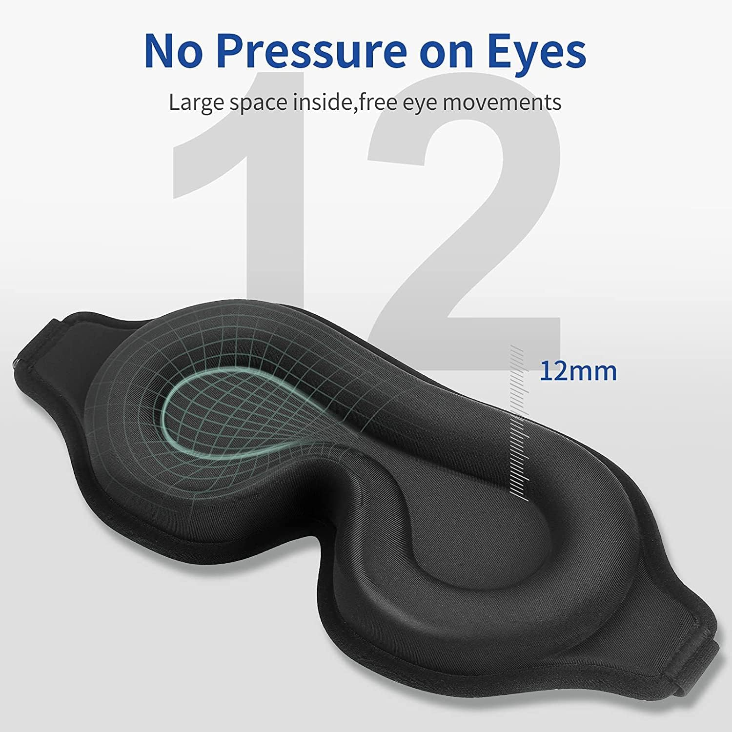 Ondaring Sleep Eye Mask for Men Women Soft Slow Rebound 3D Contoured Cup Night Blindfold with Adjustable Strap, Comfy Sleeping Eye Cover for Nap Travel Yoga image number 2