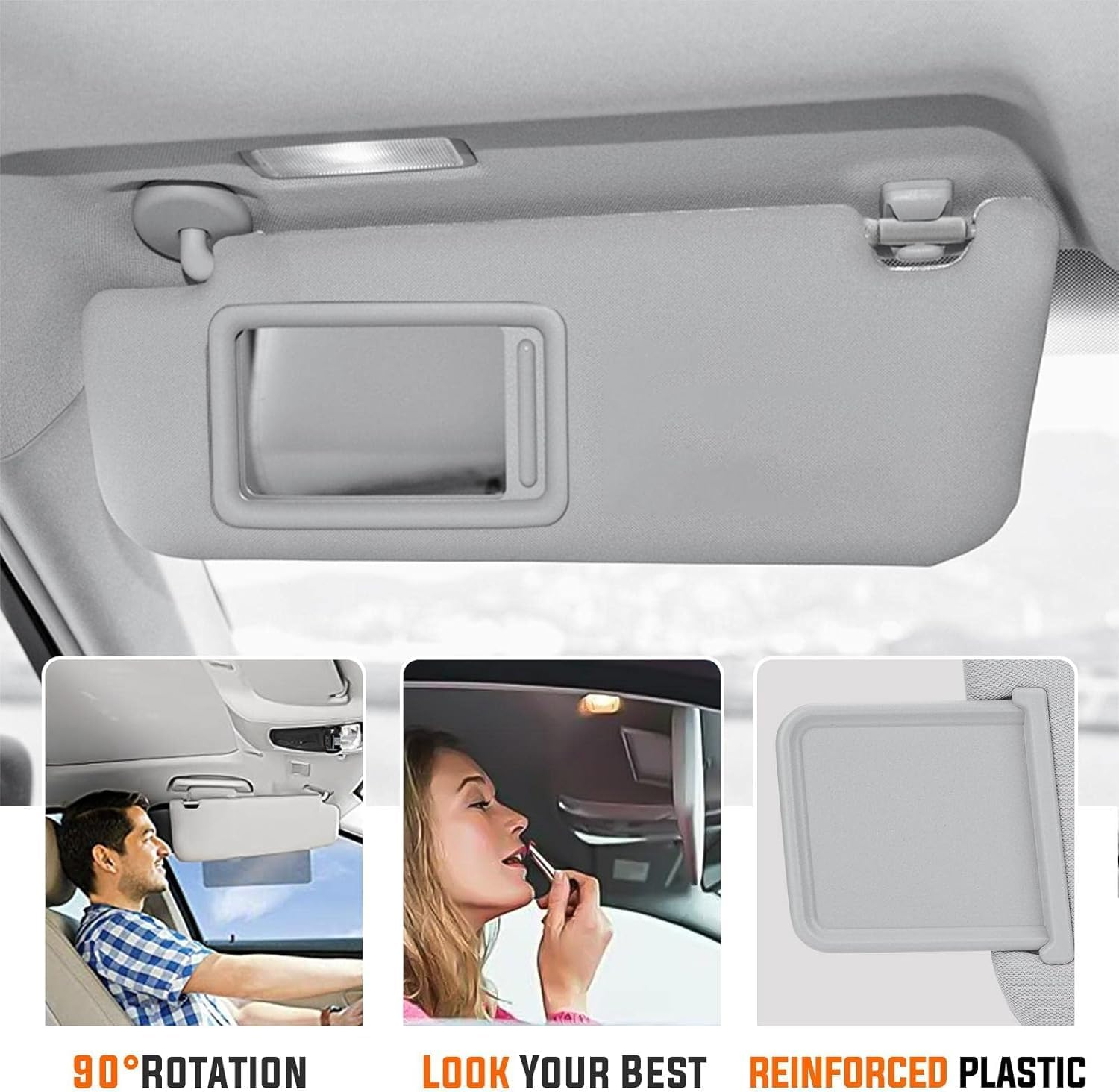 Left Driver Right Passenger Side Sun Visor Replacement Fit for Toyota RAV4 2006 2007 2008 2009 2010 2011 2012 2013 Accessories, Replaces# 74320-42501-B2, 74310-42452-B2 (Driver Side) image number 2