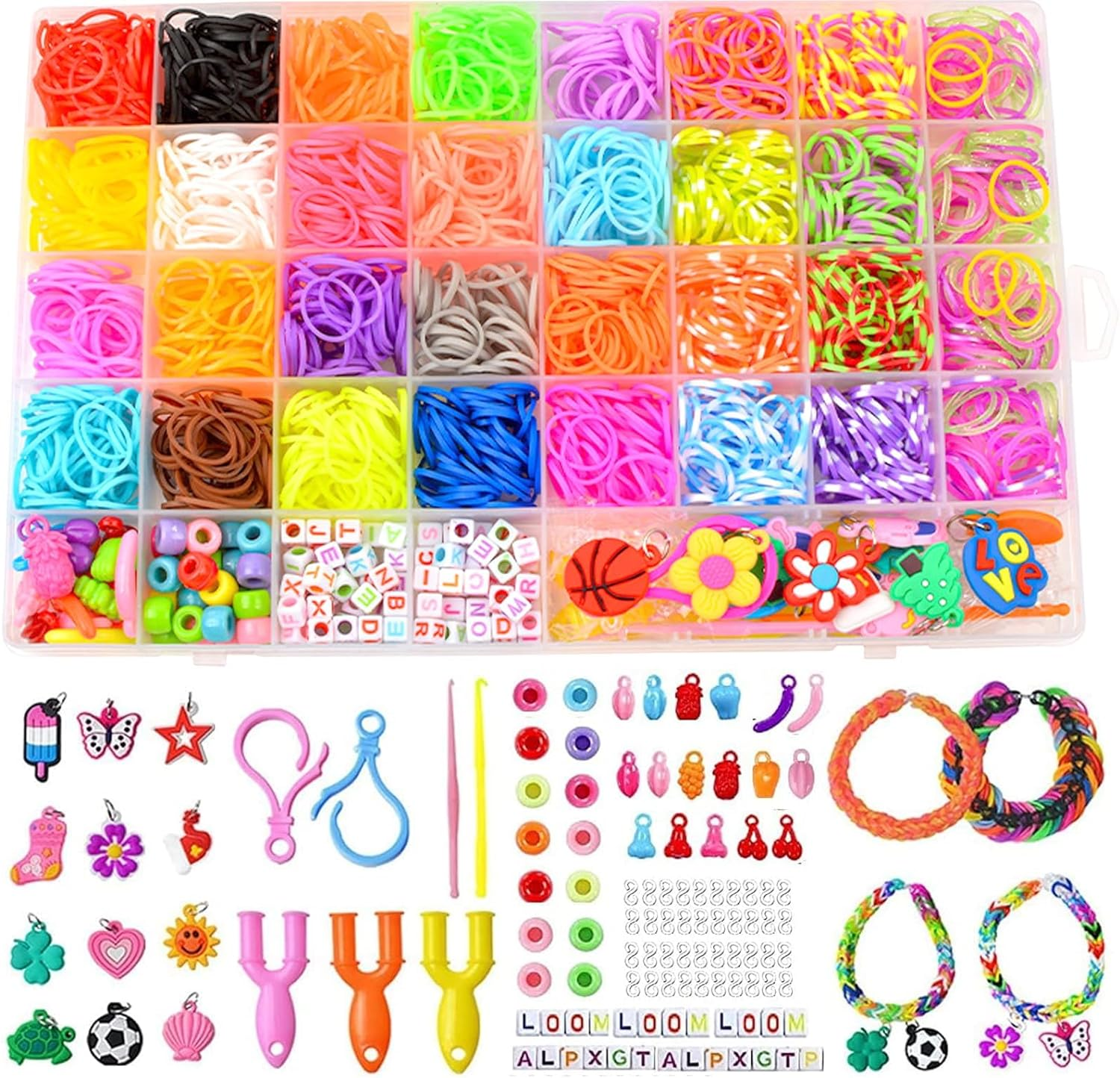 2500+ Loom Bands Kit, IGGDOQI Bracelet Kit, Loom Rubber Bands for DIY Refill Bracelet Making Craft Kits, Friendship Craft Kits Gifts for Boys and Girls Birthday Christmas image number 3
