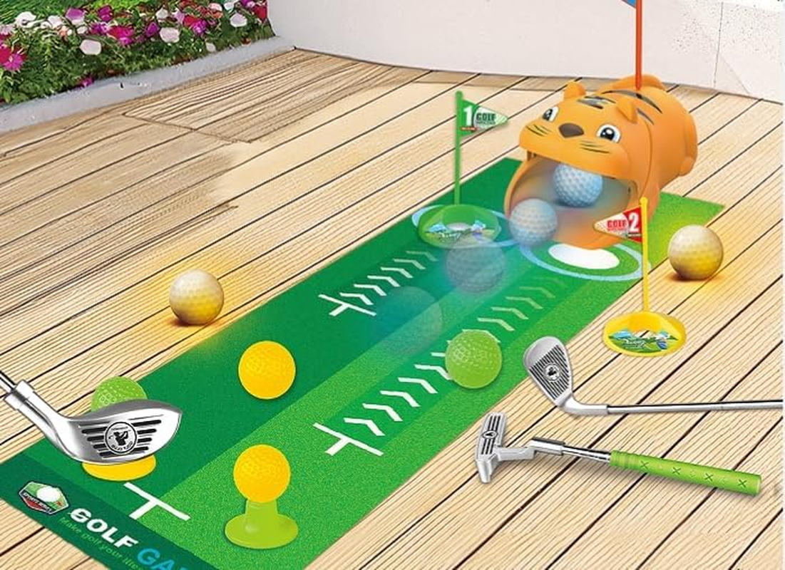 Fistone Kids Toy Golf Set, with Automatic Golf Returner, Golf Balls, Clubs, Putting Mat, Indoor Outdoor Sports Toy Birthday Gift image number 5