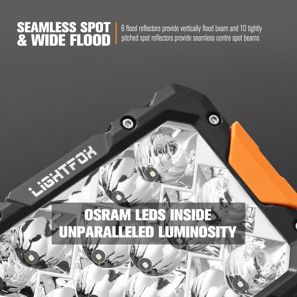 LIGHTFOX 2 Pcs 9 Inch LED Driving Light Rectangular, 13,560LM Spot & Flood with Protective Covers & Colour Caps, Adjustable Angle with Wiring Harness, IP68 for Offroad Jeep Wrangler Truck Pickup SUV