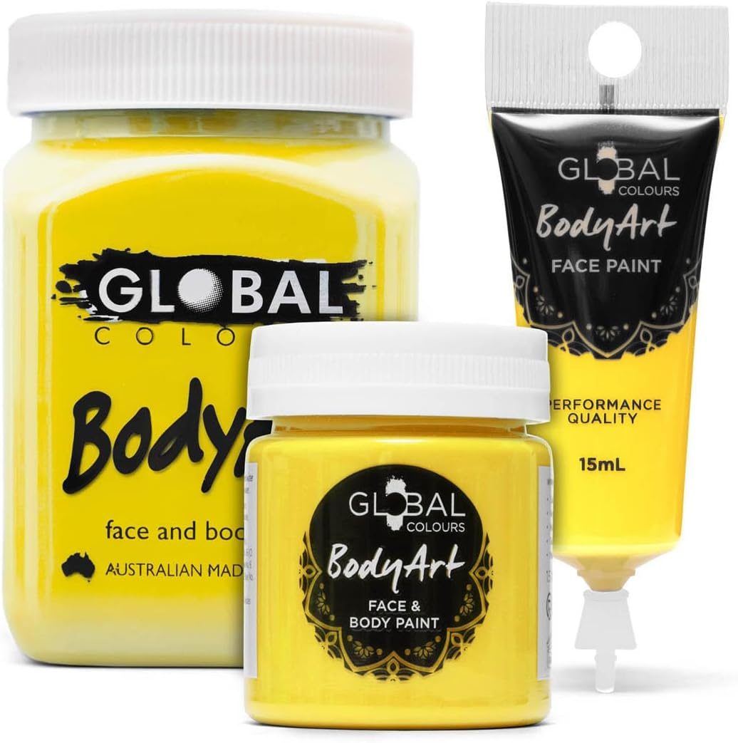 Global Colours Yellow - Bodyart Paints - 45Ml | Artist Paints image number 1