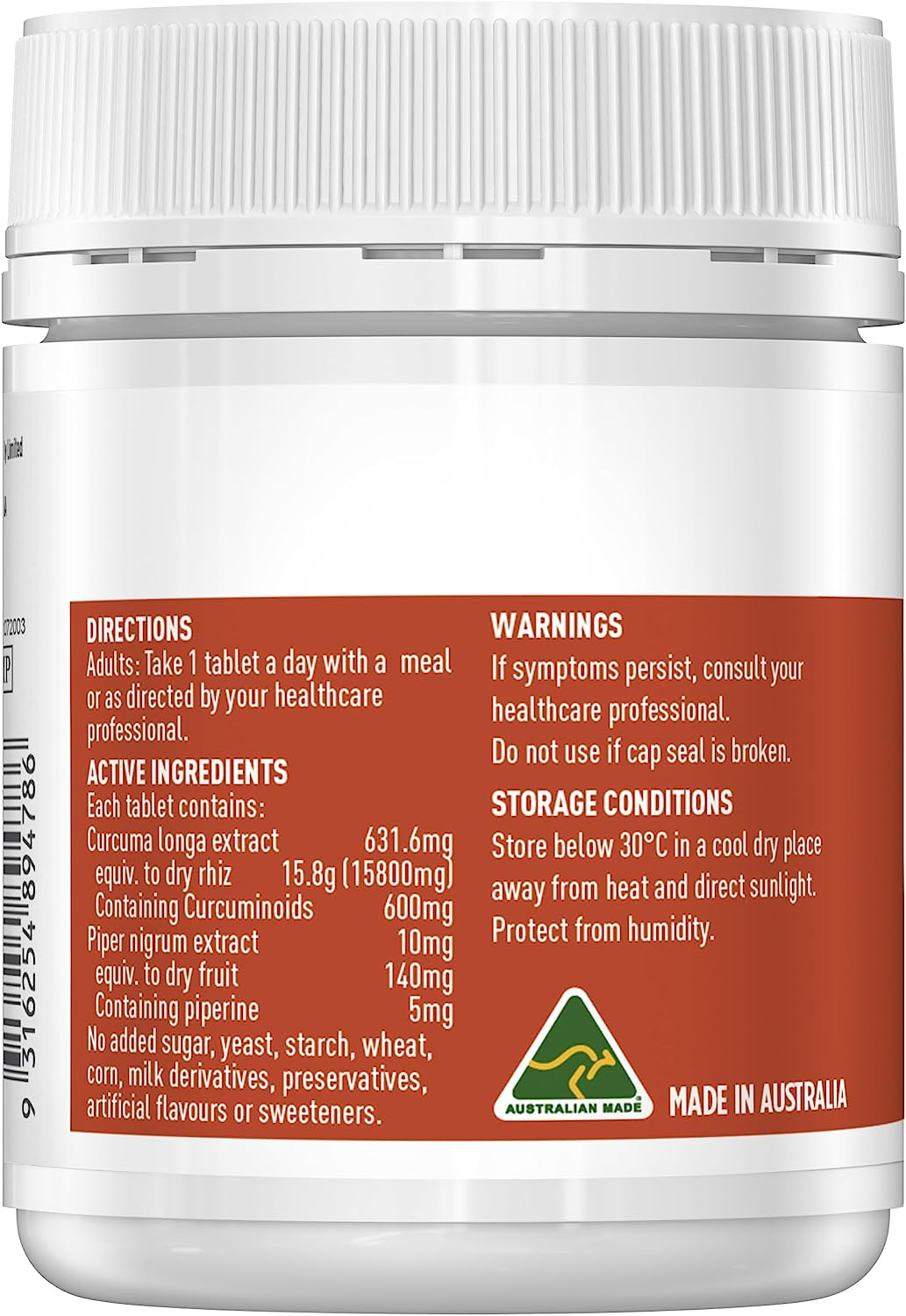 Healthy Care High Strength Curcumin Tablets - Premium Dietary Supplement for Antioxidant Support - Supports Joint and Digestive Health - Natural Curcumin - 600Mg - 60 Tablets
