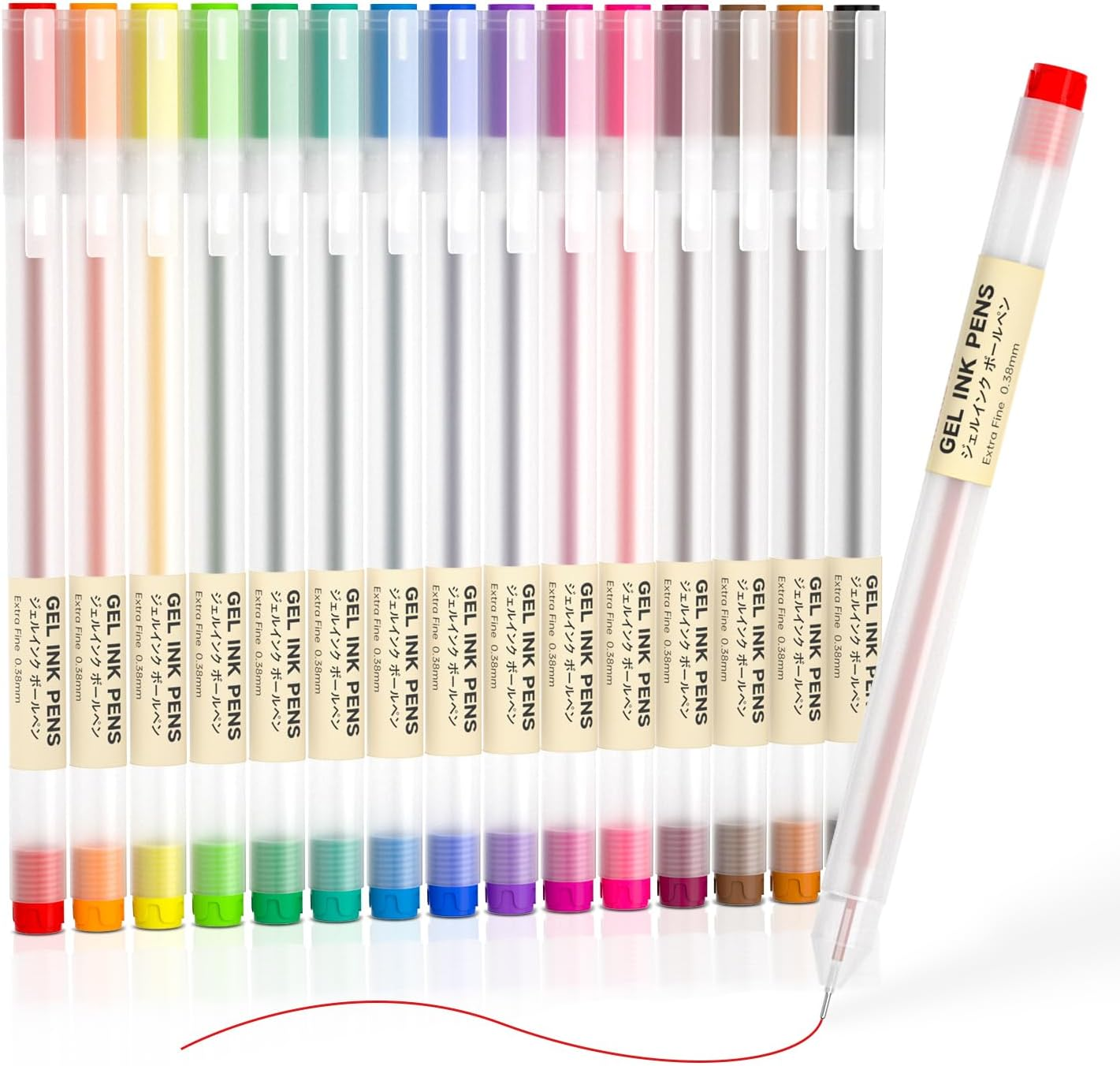 Gel Ink Ball Point Pens, Shuttle Art 15 Pack Japanese Style Black Gel Ink Pen Set, 0.38Mm for Home, School and Office