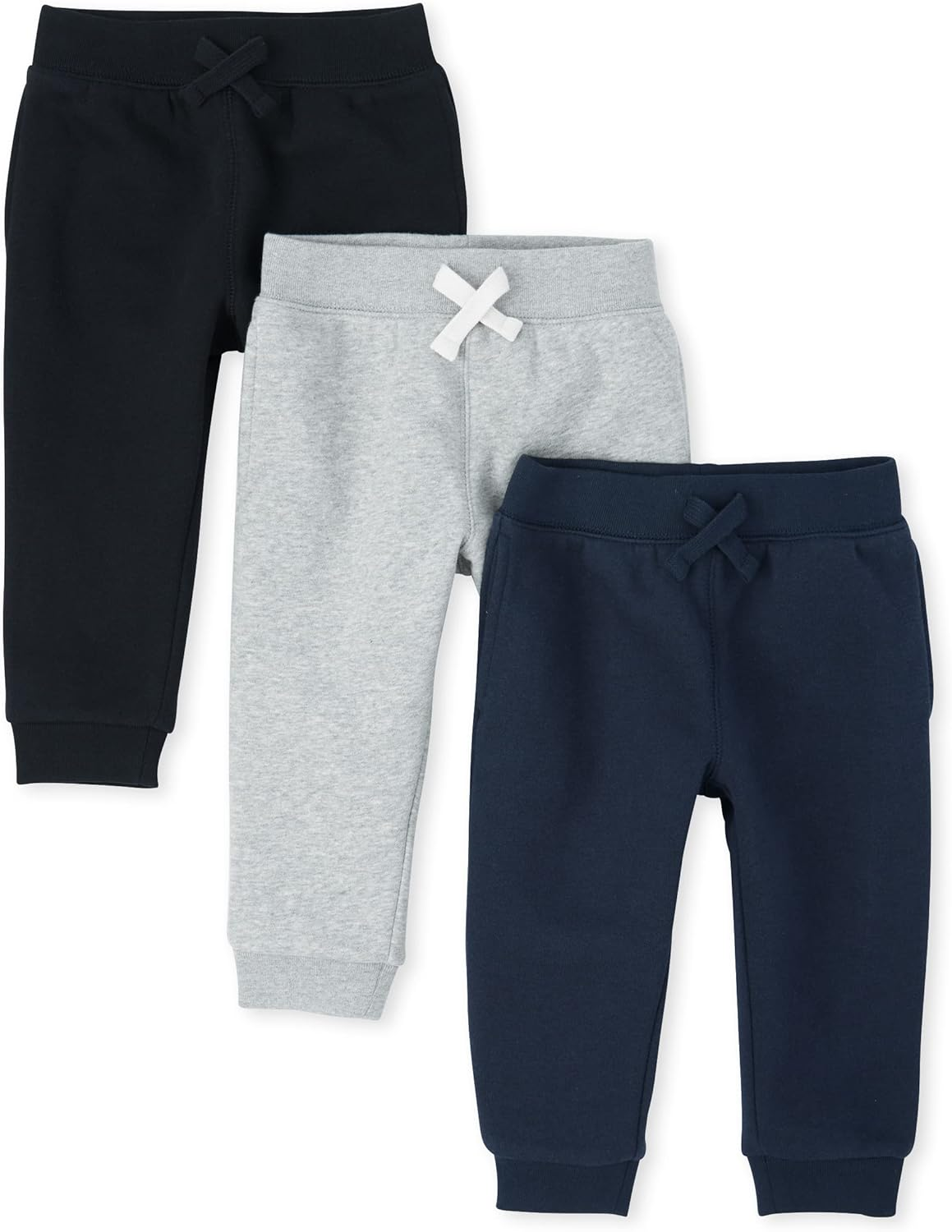 The Children'S Place Baby Boys Active Fleece Jogger Sweatpants, Black/Smoke Gray/New Navy 3-Pack image number 4