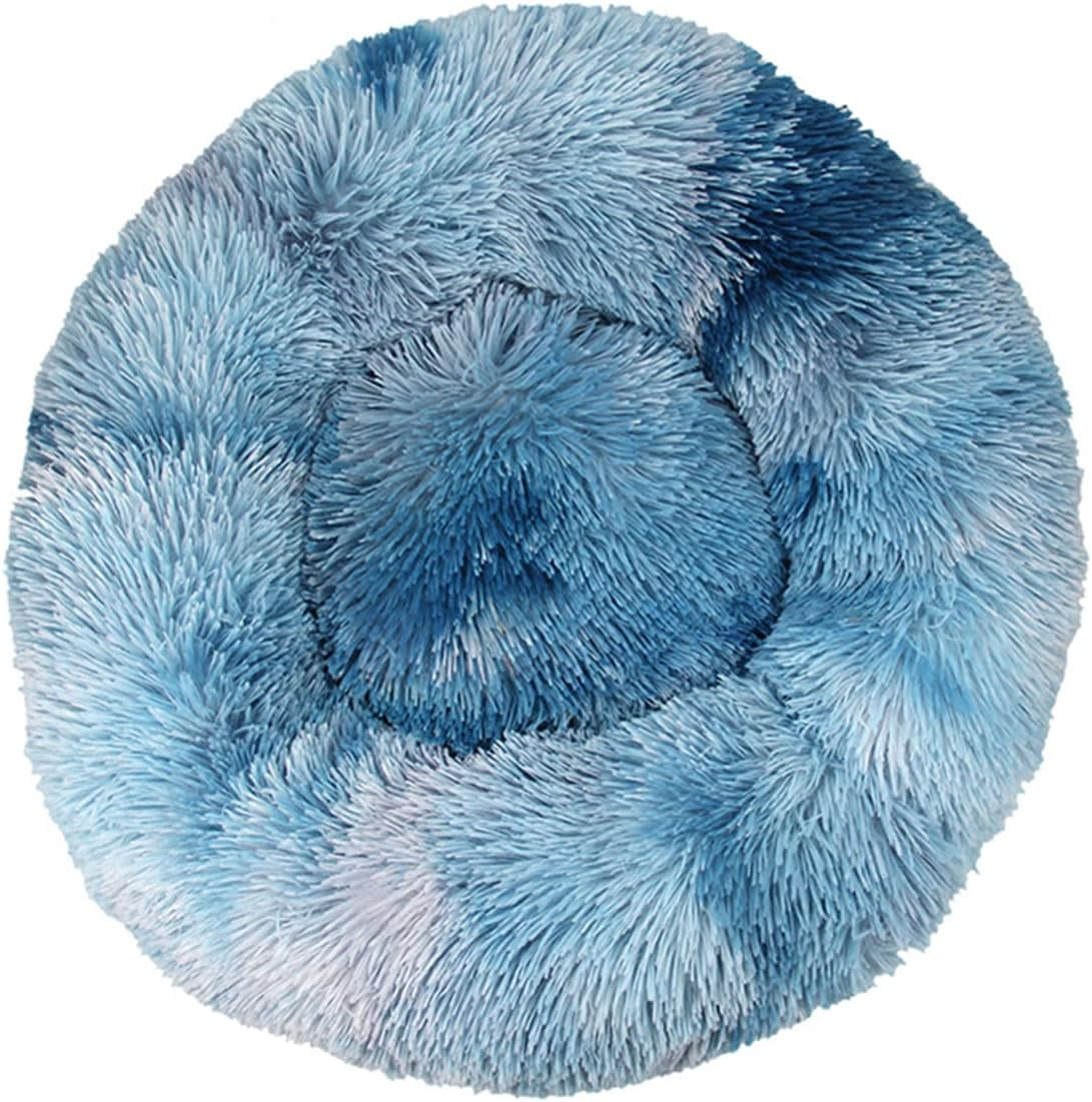 Dog Bed Calming Dog Bed & Cat Bed, Anti-Anxiety Donut Dog Cuddler Bed, Warming Cozy Soft Dog round Bed, for Small Medium Dogs and Catstie Dye Bluediameter20In