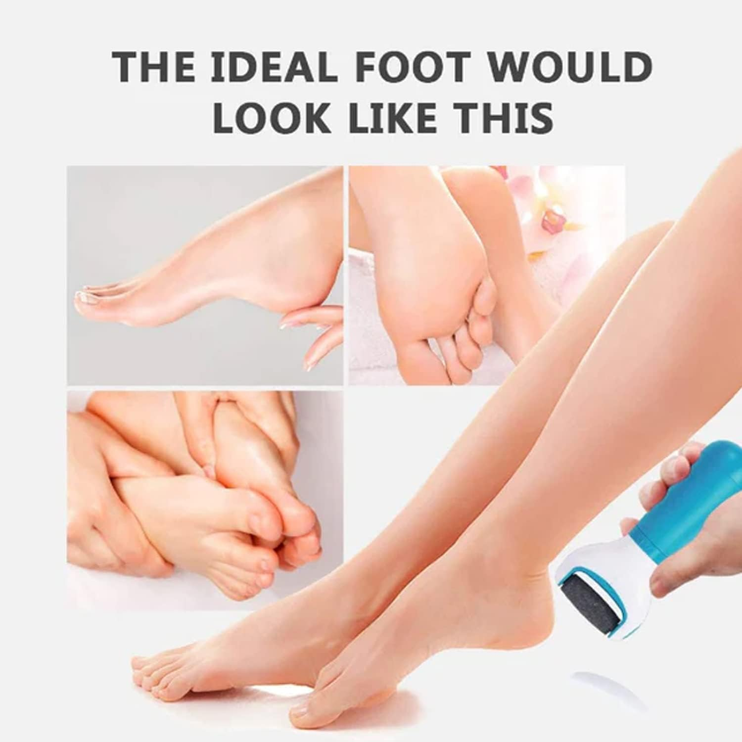 EZONEDEAL Electric Foot Grinder with Roller Head Battery Powered Portable Feet File Pedi Tool Foot Callus Remover for Dead Hard Cracked Dry Skins- Light Pink image number 2