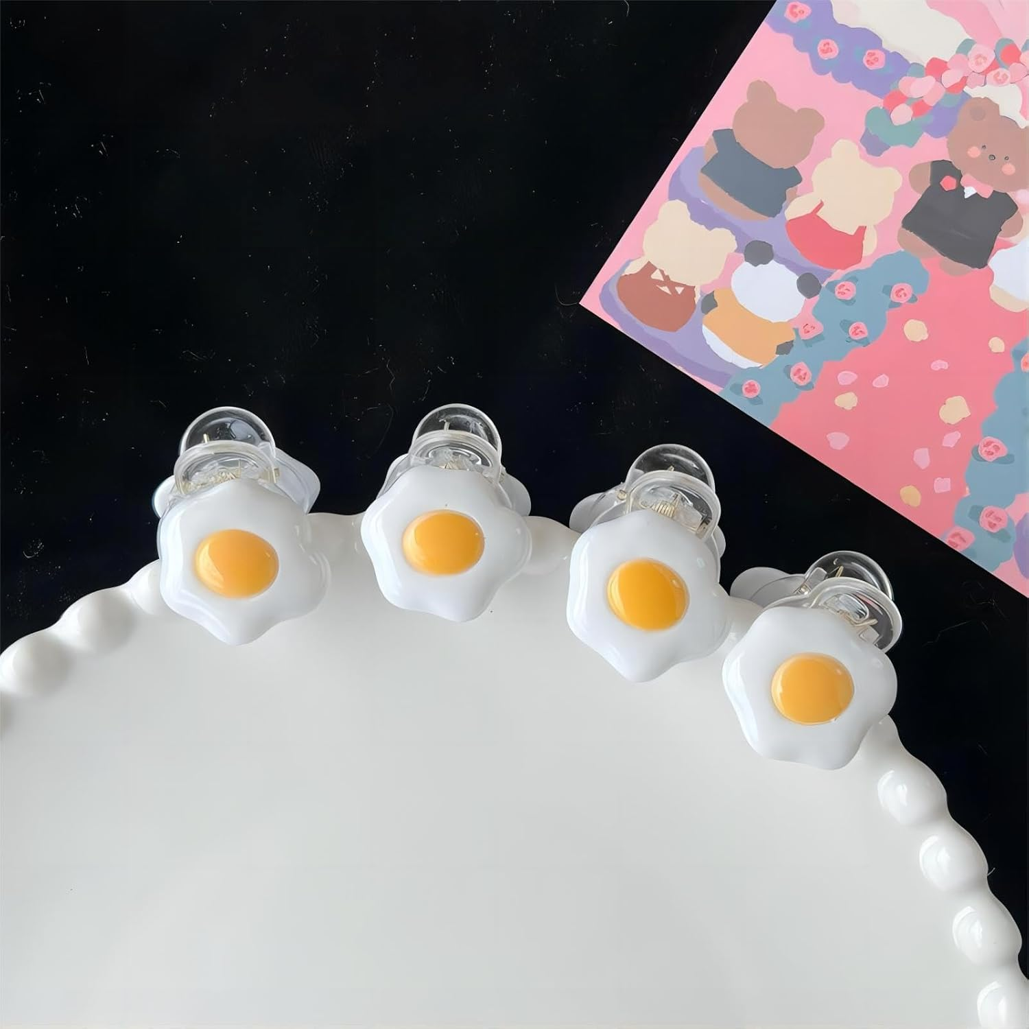 4 Quirky Egg Shaped Hair Clips, Cute Clips, Minimalist Hair Clips, Women'S Headwear Hair Accessories image number 2