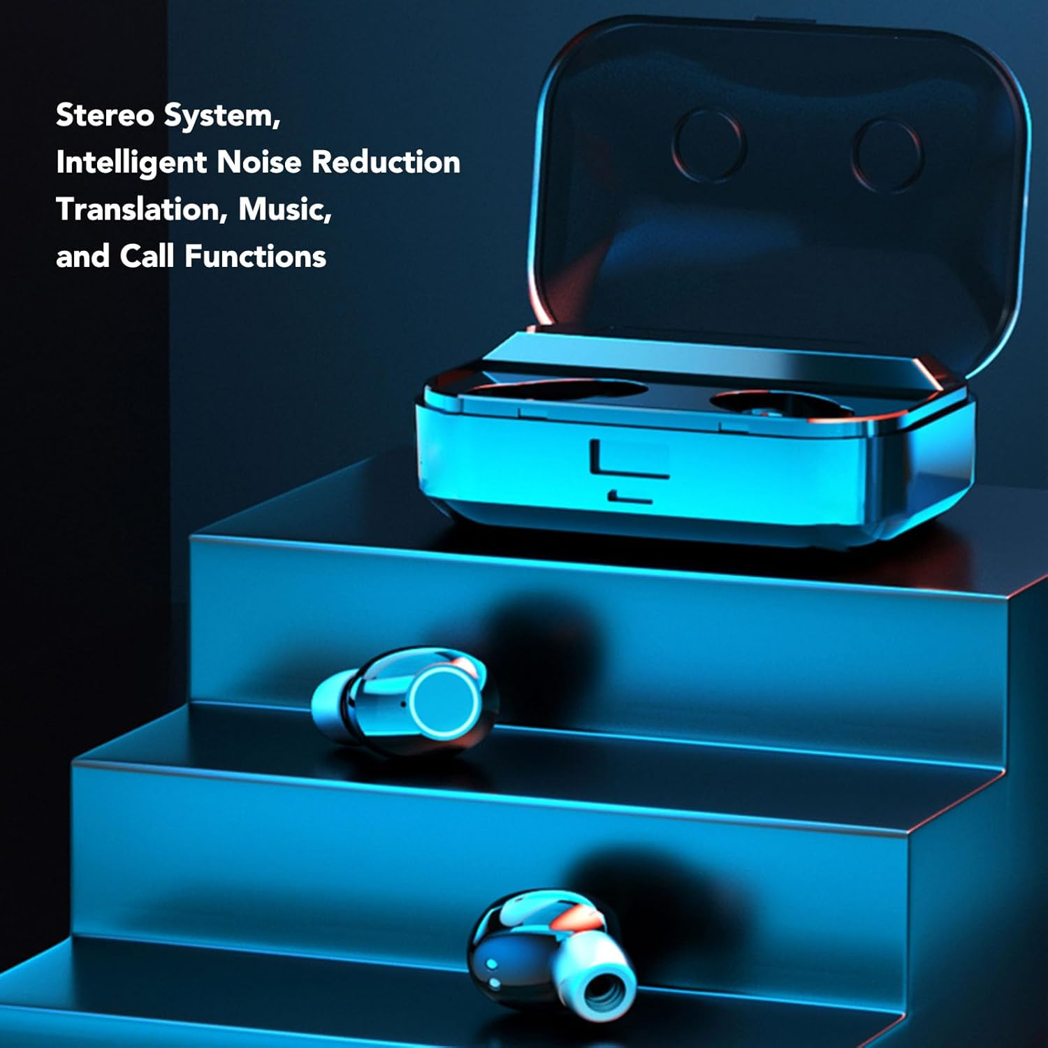 Voice Translator Earphones, 144 Online Real-Time Voice Translation Headphones, Three Modes, Touch Control, Earbuds Translation Device with App Music Call Function, Black