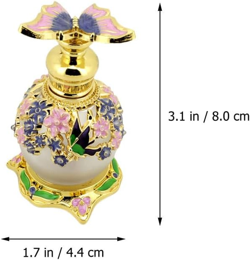 Healifty 15Ml Glass Perfume Bottle, Vintage Decorative Perfume Bottle, Refillable Perfume Bottle Dropper Bottle for Woman, Women Girl Gift
