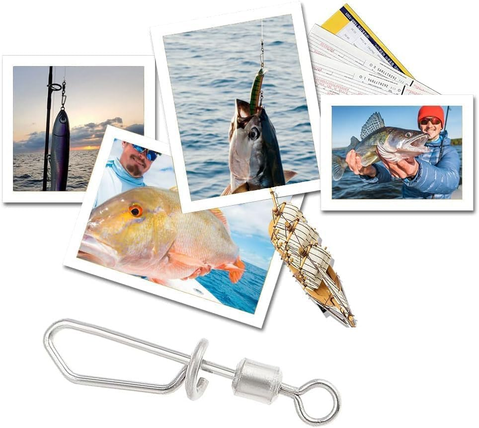 THJOPOKEEL 50Pcs Fishing Swivels Snaps 2# 4# 6# 8# 10# Ball Bearing Swivel Copper Stainless Steel Alloy Snap Swivel Fishing Swivels Snaps Lure T Shaped Swivel Line Connector image number 2