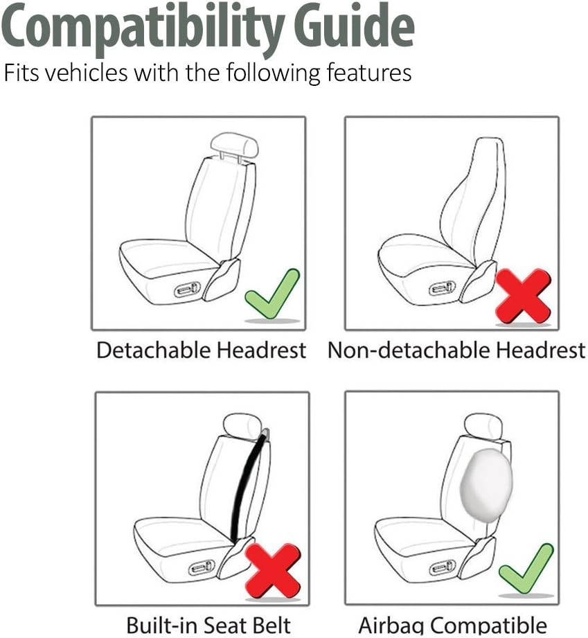 FH Group Car Seat Cover Cushion - 2 Pack Seat Covers for Cars Trucks SUV, Faux Leather Car Seat Cushions, Waterproof Car Seat Cover Cushion, Universal Fit Car Seat Protector Front Set White image number 5