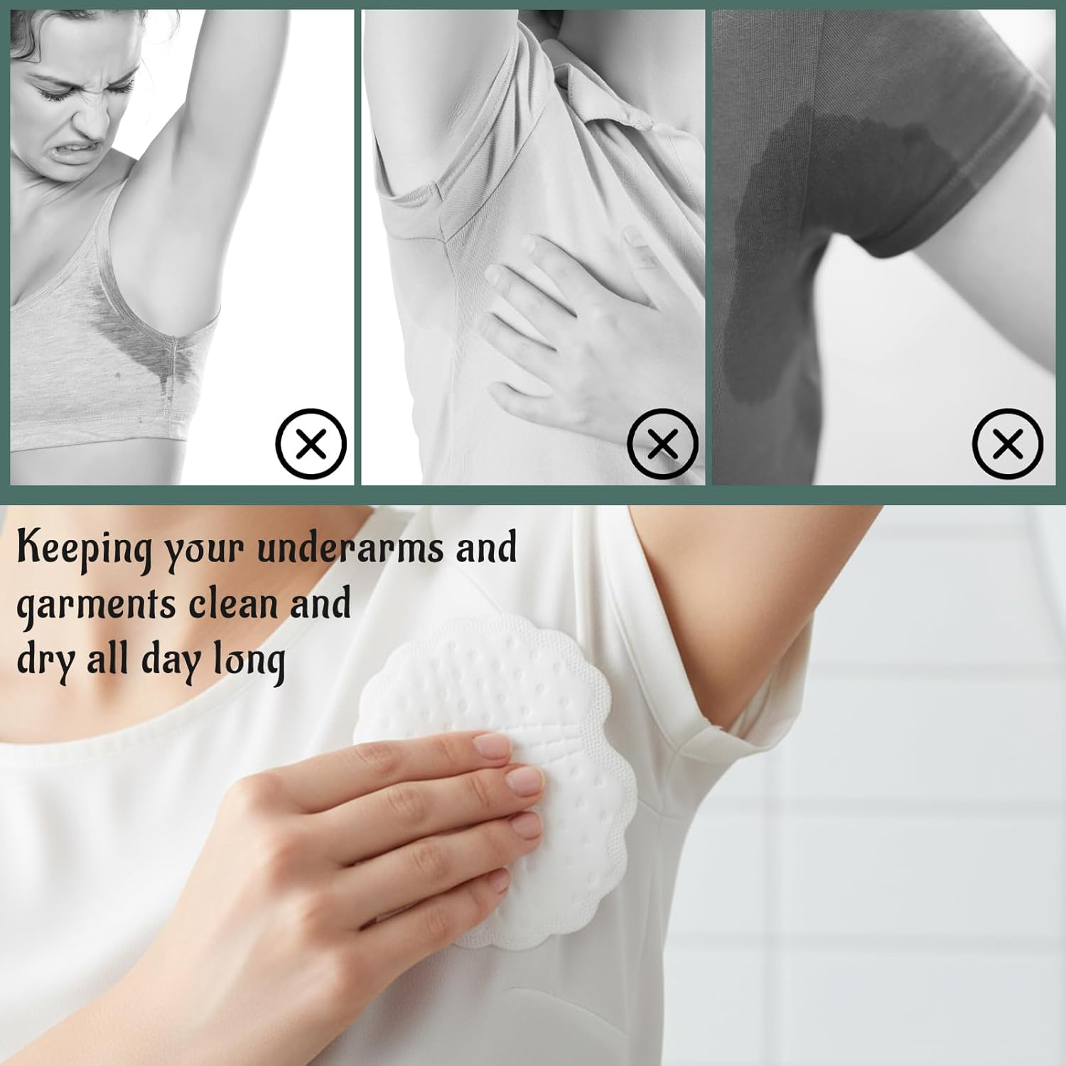 Underarm Sweat Pads, 20 Pieces, Armpit Sweat Pads for Women, Discreet and Comfortable image number 1