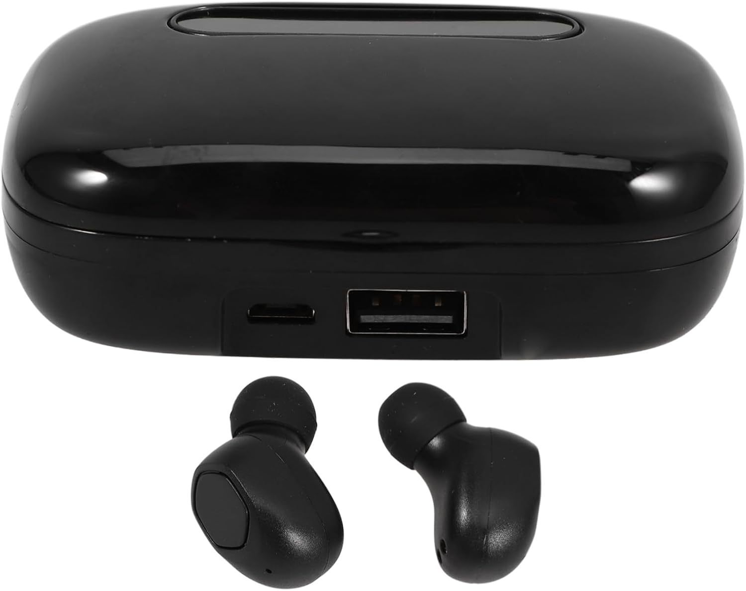 1 Pair Wireless in Ear Headphones with Digital Display Portable Touch Control Earphones Sweat Resistant Surround Sound Ergonomic Design for Comfort Black image number 1