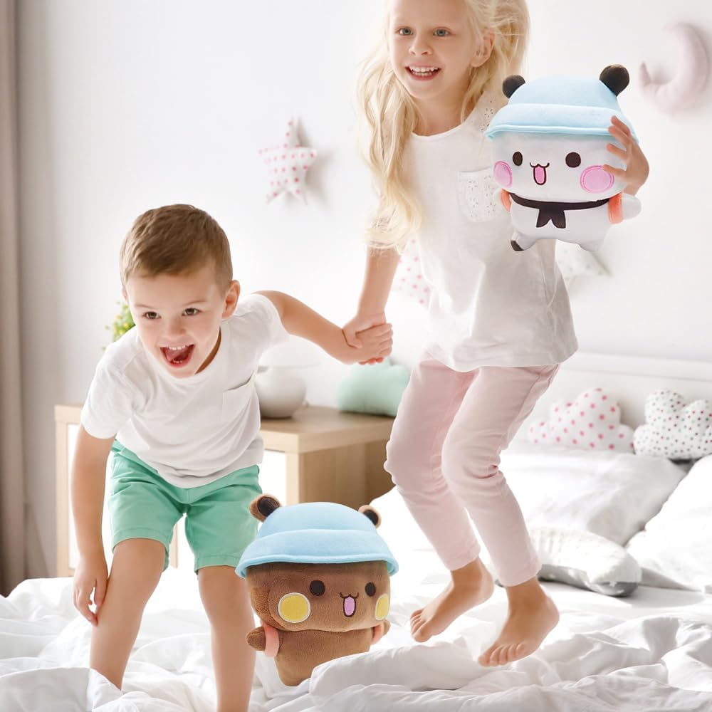 LUFEIS Bubu Dudu Cuddly Toy, 2 Pieces Bubu Dudu Plush, Charming Soft Plush Toy Cushion, Bear Panda Bubu Dudu Cuddly Toy, Birthday Party Gifts for Boys and Girls image number 3