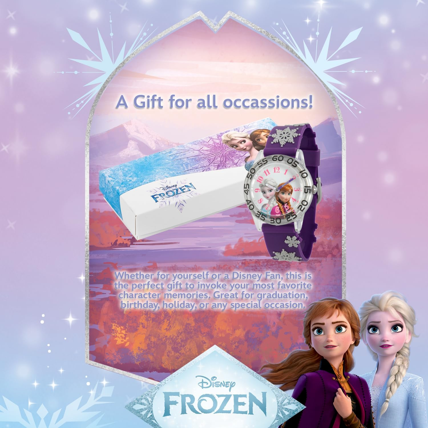 Disney Frozen Kids' Plastic Time Teacher Analog Quartz 3D Strap Watch, Purple, Plastic Kids image number 2