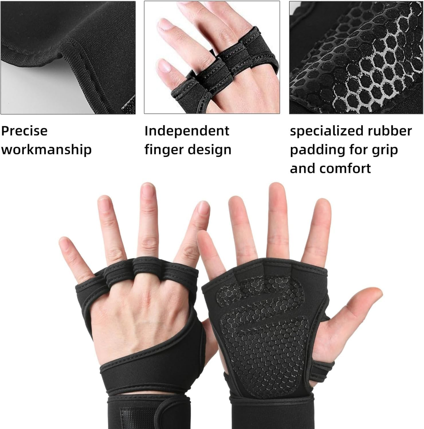 Professional Gym Gloves for Weight Lifting - Anti-Slip & Breathable Lifting Straps with Ventilated Back, Wrist Support for Pull-Ups, Squats, Deadlifts & Gym Training image number 3